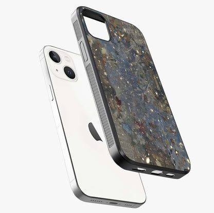 Aesthetic Astrolophia Glass Case laid diagonally highlighting side profile, edges and glossy glass shine.