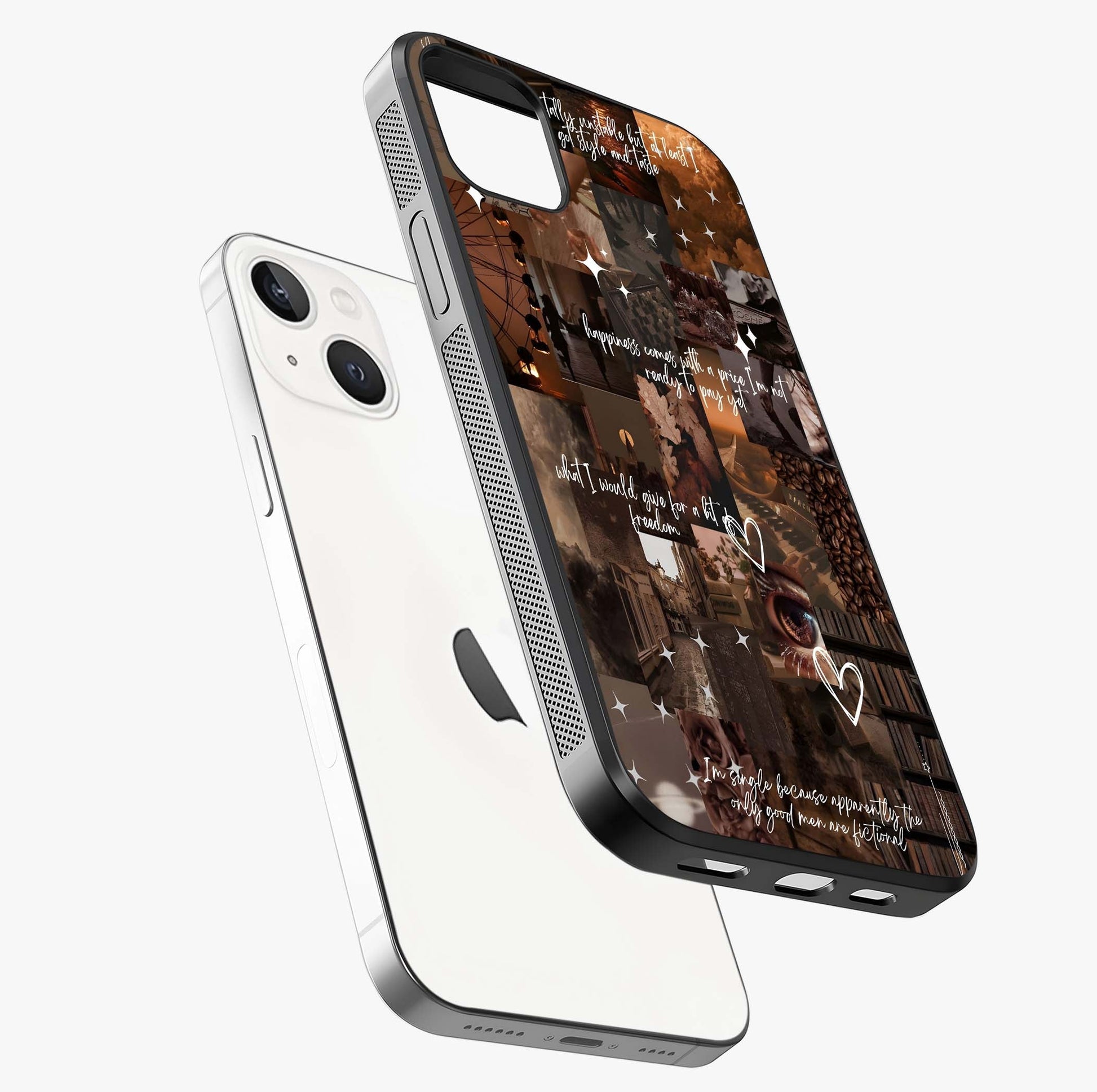 Bittersweet Aesthetic Chaos Glass Case laid diagonally highlighting side profile, edges and glossy glass shine.