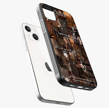 Bittersweet Aesthetic Chaos Glass Case laid diagonally highlighting side profile, edges and glossy glass shine.