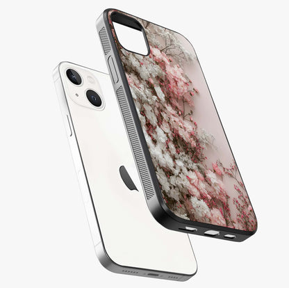 Blush Blossom Cloud Glass Case laid diagonally highlighting side profile, edges and glossy glass shine.