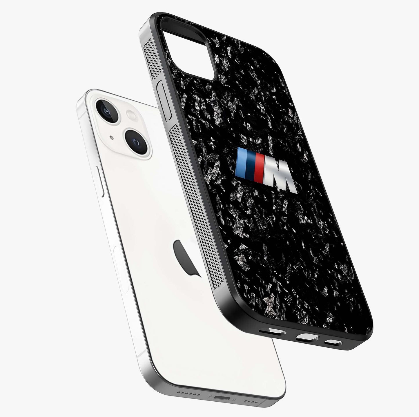 Carbon Speed Mark Glass Case laid diagonally highlighting side profile, edges and glossy glass shine.