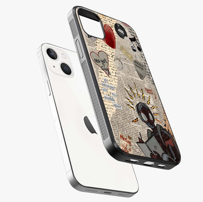 City Dream Sketch Glass Case laid diagonally highlighting side profile, edges and glossy glass shine.