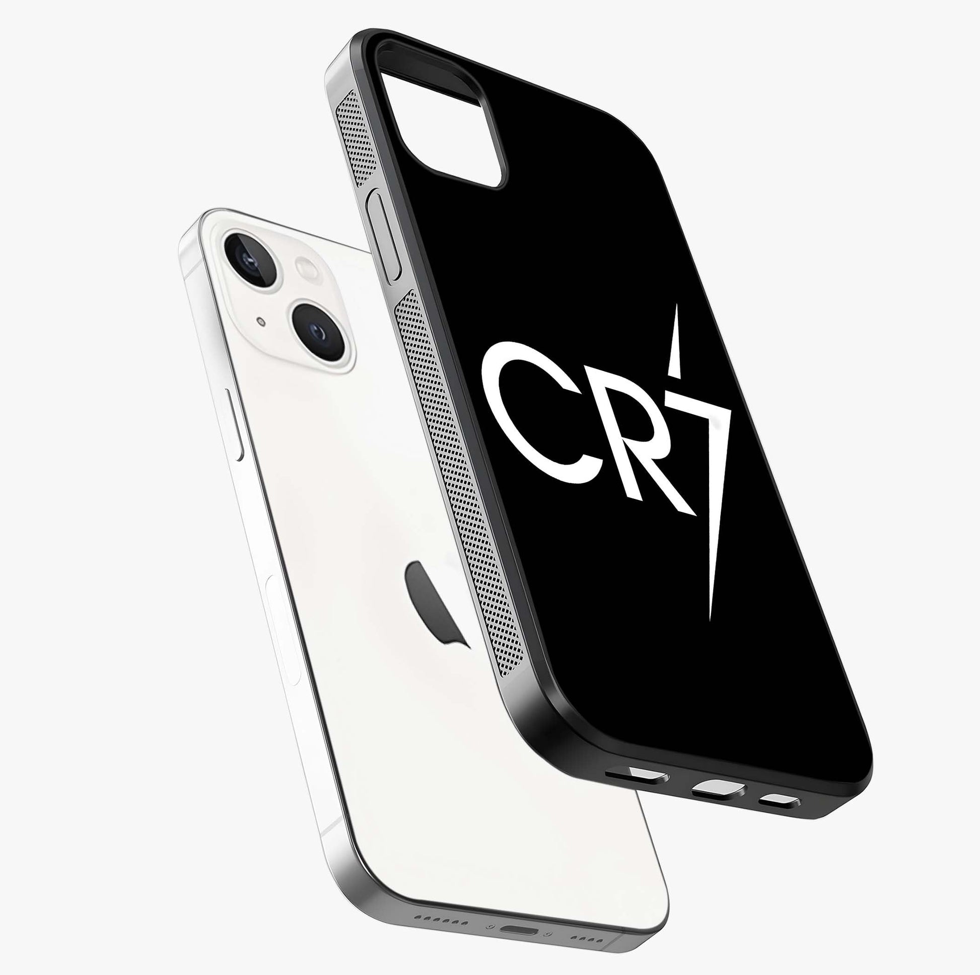 Cr7 Elite Strike Glass Case laid diagonally highlighting side profile, edges and glossy glass shine.