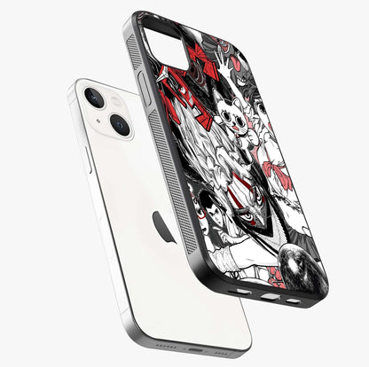 Crimson Chaos Panel Glass Case laid diagonally highlighting side profile, edges and glossy glass shine.