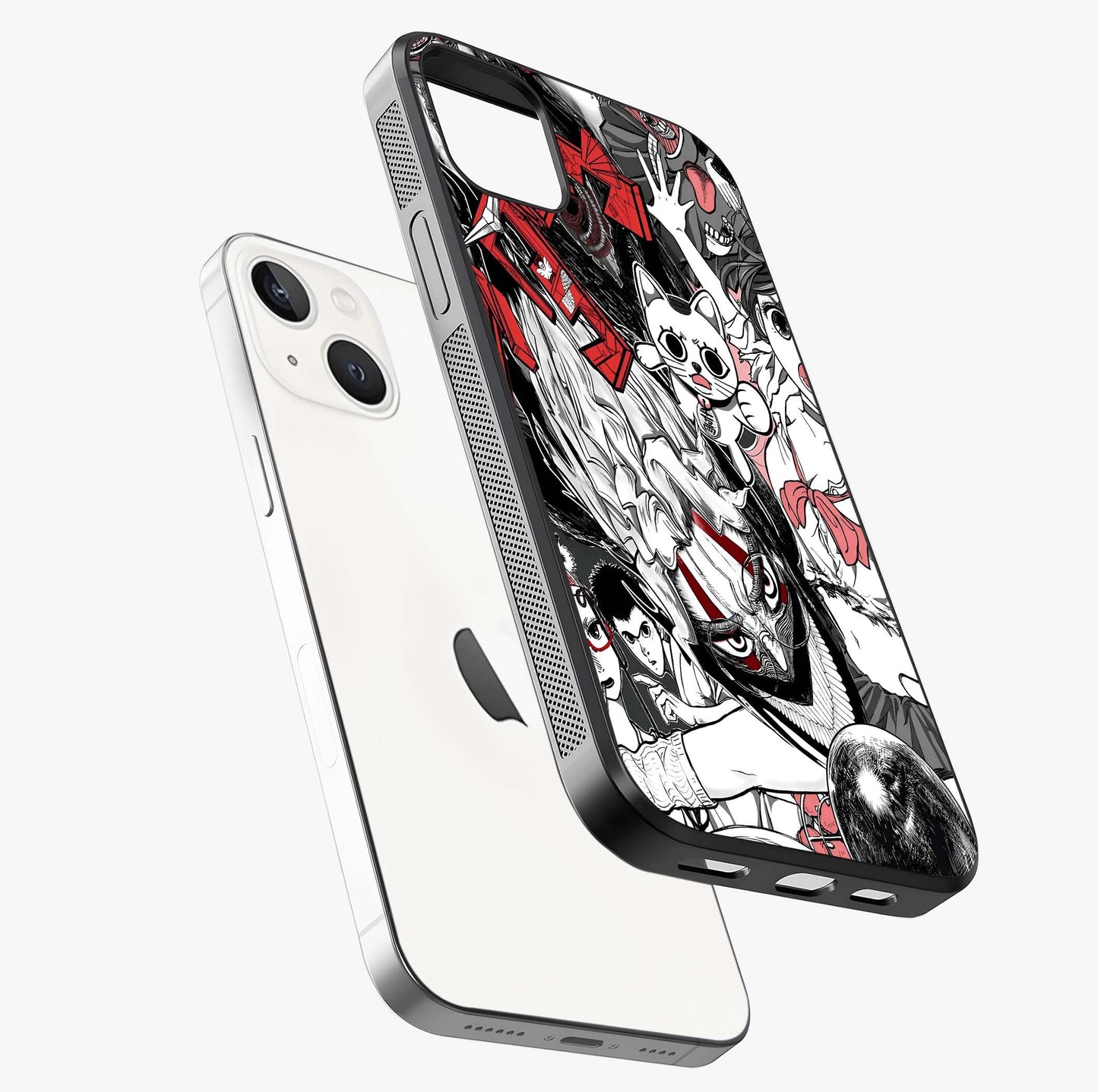 Crimson Chaos Panel Glass Case laid diagonally highlighting side profile, edges and glossy glass shine.
