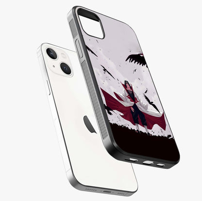 Crimson Crow Ascension Glass Case laid diagonally highlighting side profile, edges and glossy glass shine.