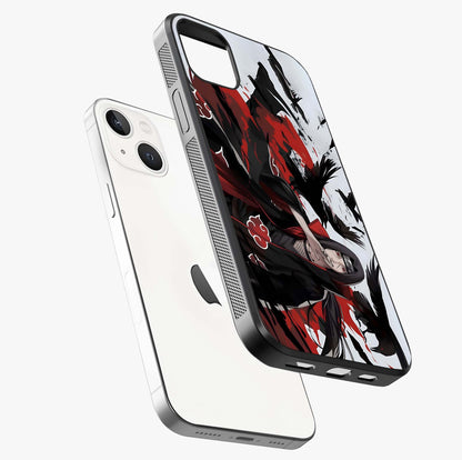 Crimson Crow Illusion Glass Case laid diagonally highlighting side profile, edges and glossy glass shine.