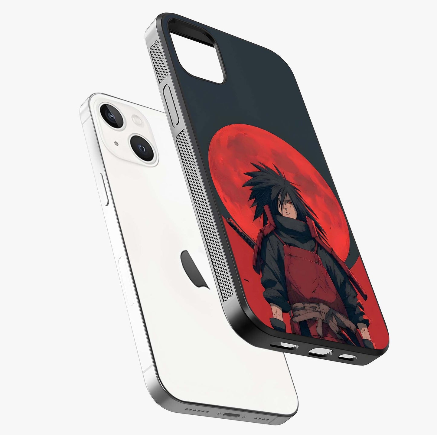 Crimson Moon Warlord Glass Case laid diagonally highlighting side profile, edges and glossy glass shine.