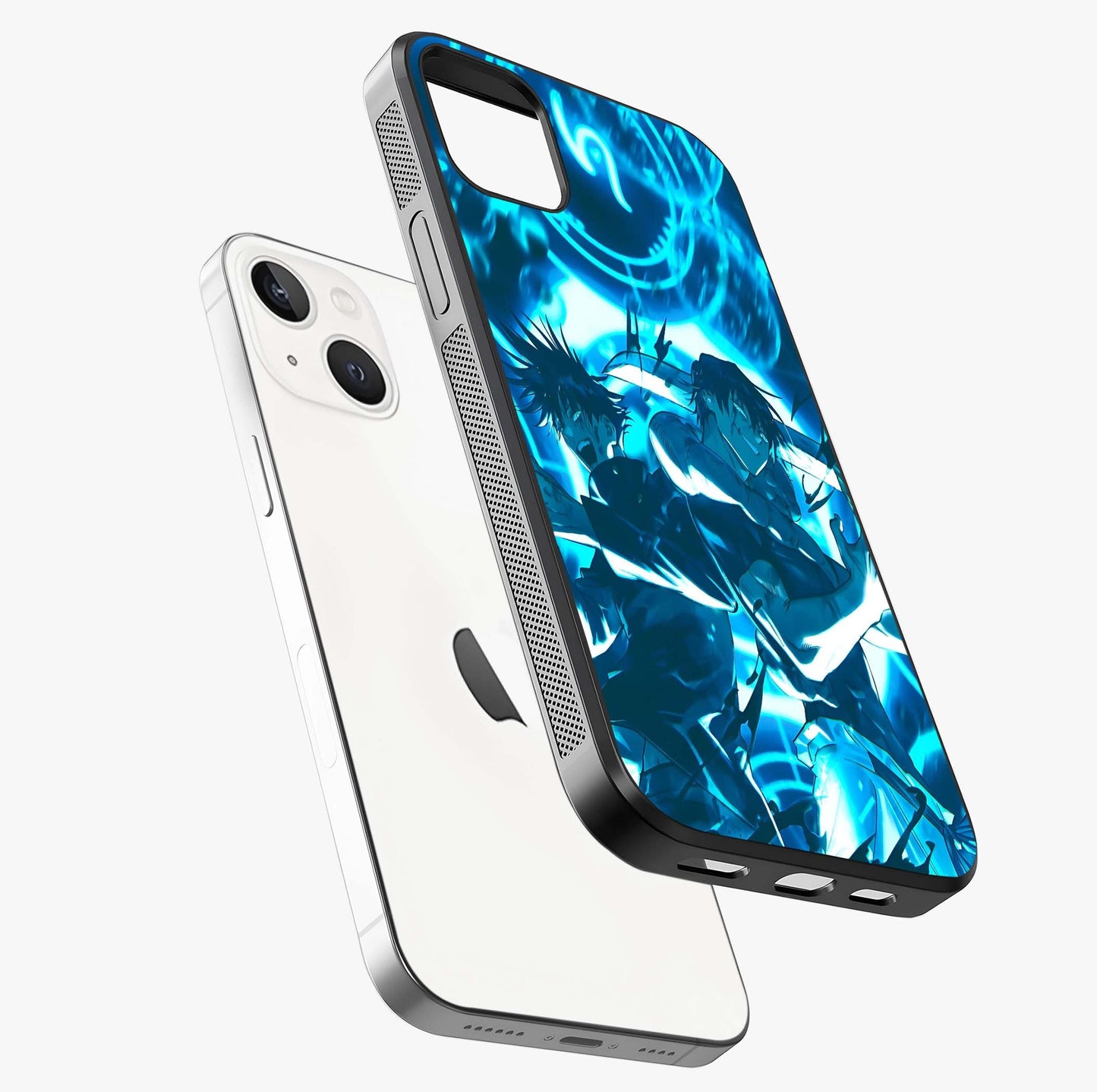 Cursed Energy Clash Glass Case laid diagonally highlighting side profile, edges and glossy glass shine.