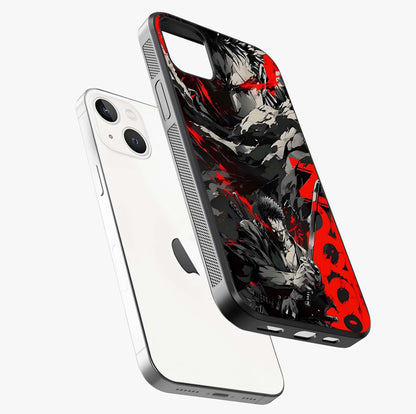 Demon Sword Resolve Glass Case laid diagonally highlighting side profile, edges and glossy glass shine.