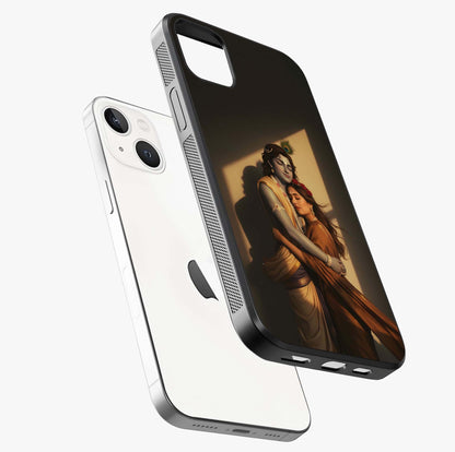 Divine Eternal Love Glass Case laid diagonally highlighting side profile, edges and glossy glass shine.