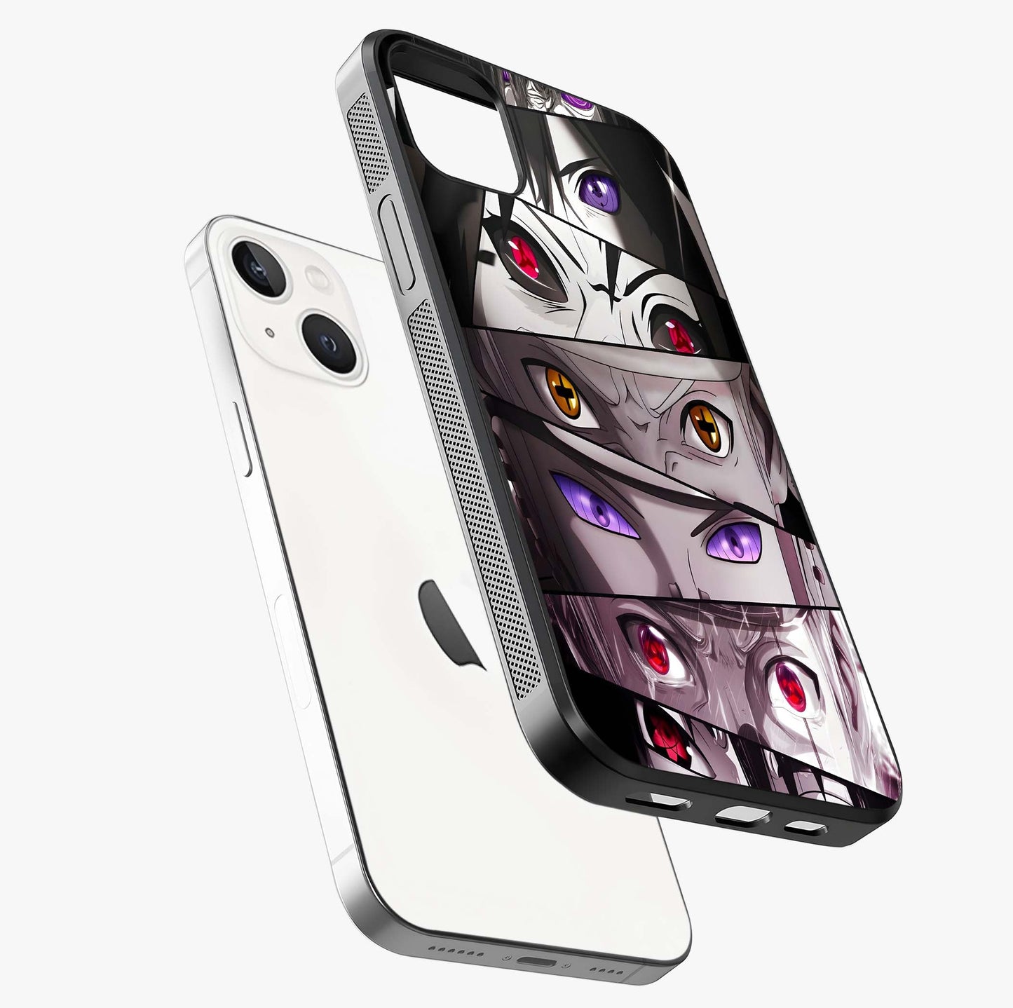 Eyes Of Destiny Glass Case laid diagonally highlighting side profile, edges and glossy glass shine.