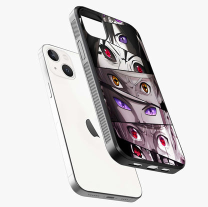 Eyes Of Destiny Glass Case laid diagonally highlighting side profile, edges and glossy glass shine.