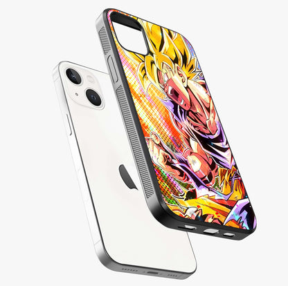 Firing Goku Glass Case laid diagonally highlighting side profile, edges and glossy glass shine.