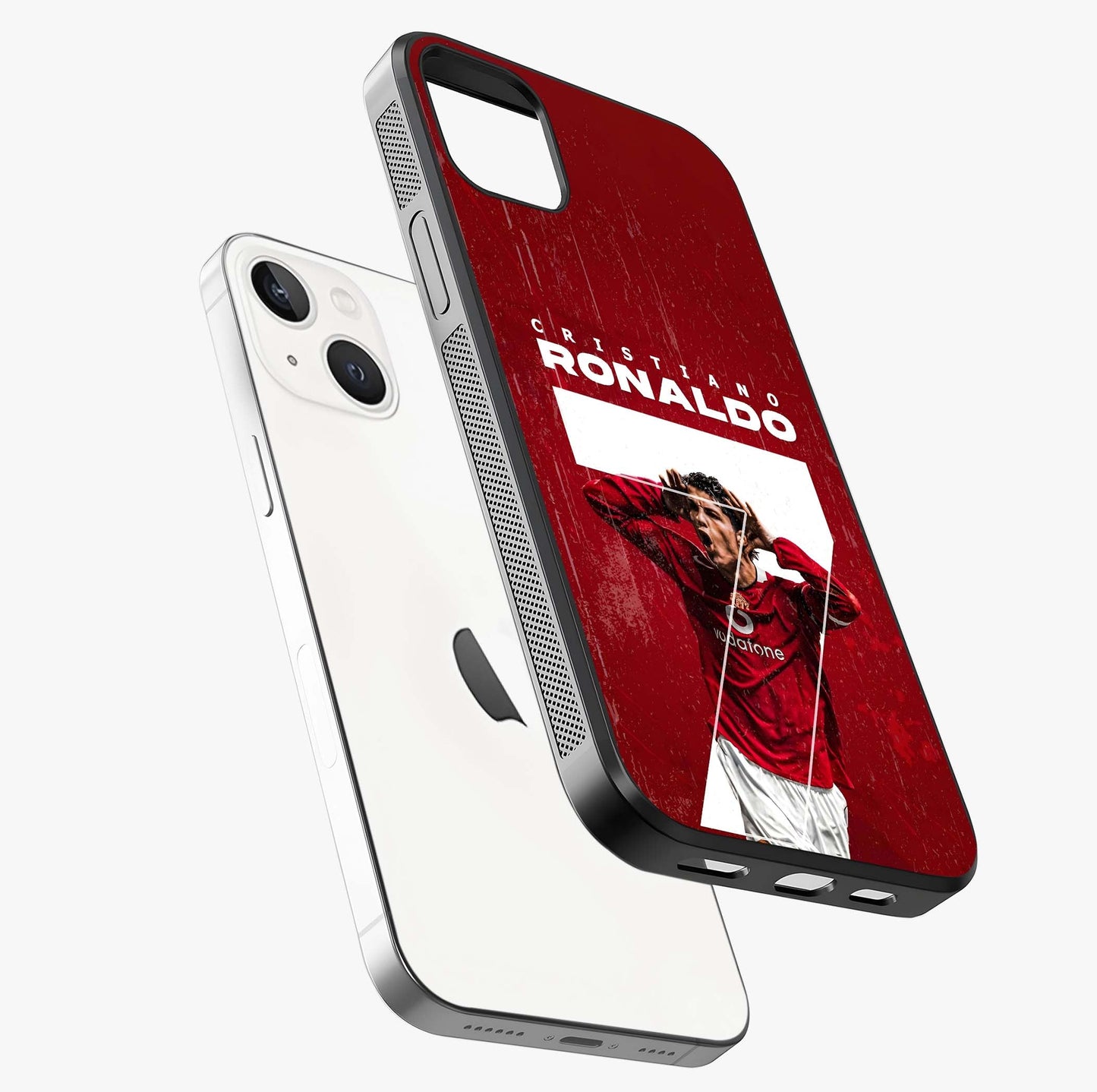 Goal Celebration Legacy Glass Case laid diagonally highlighting side profile, edges and glossy glass shine.