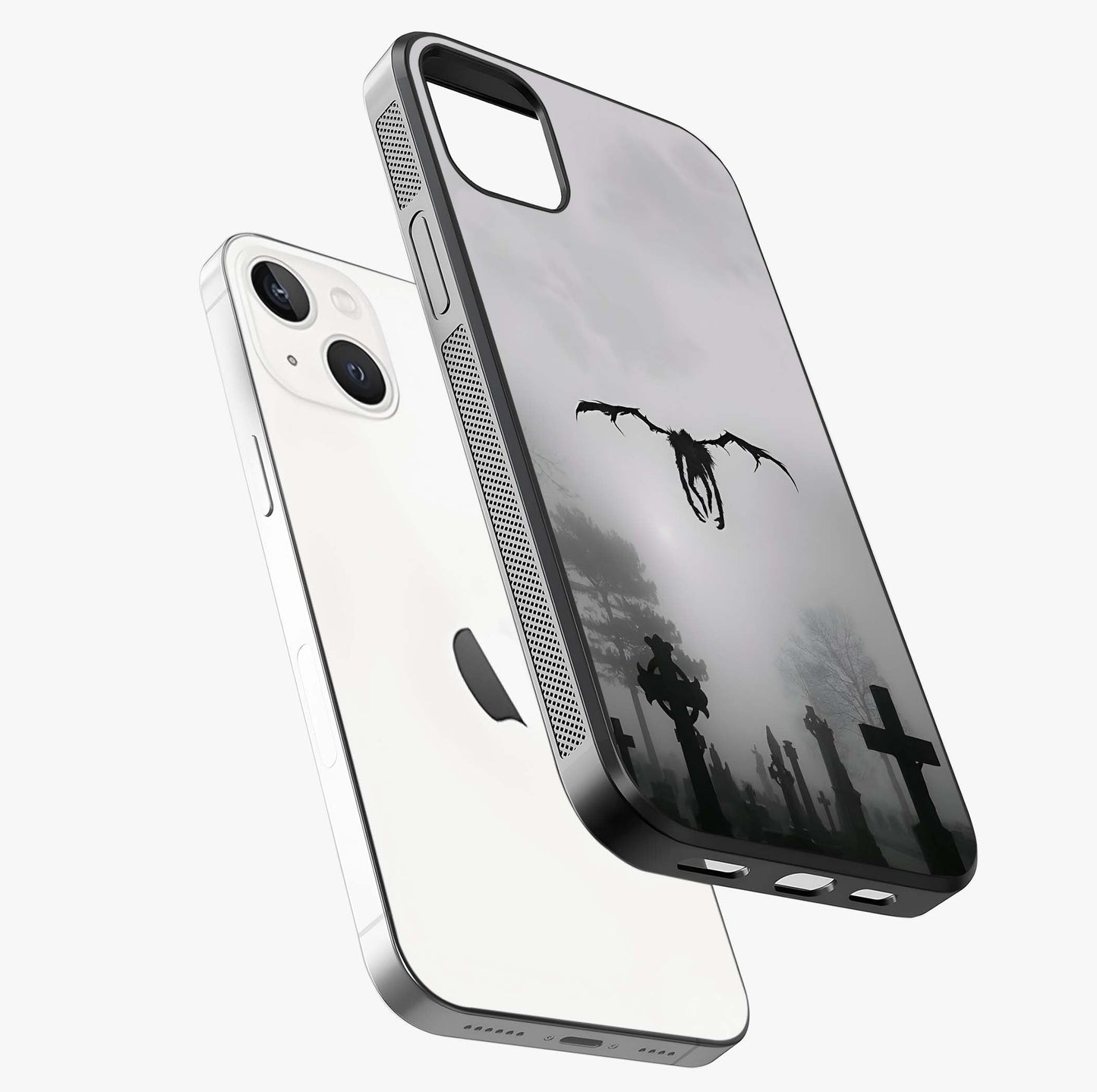 Graveyard Shadow Descent Glass Case laid diagonally highlighting side profile, edges and glossy glass shine.
