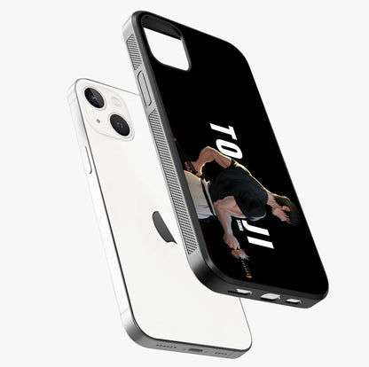 Midnight Blade Resolve Glass Case laid diagonally highlighting side profile, edges and glossy glass shine.