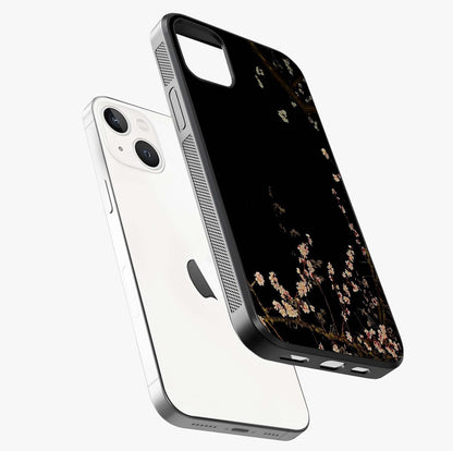 Petal Moon Light With Custom Name Glass Case laid diagonally highlighting side profile, edges and glossy glass shine.