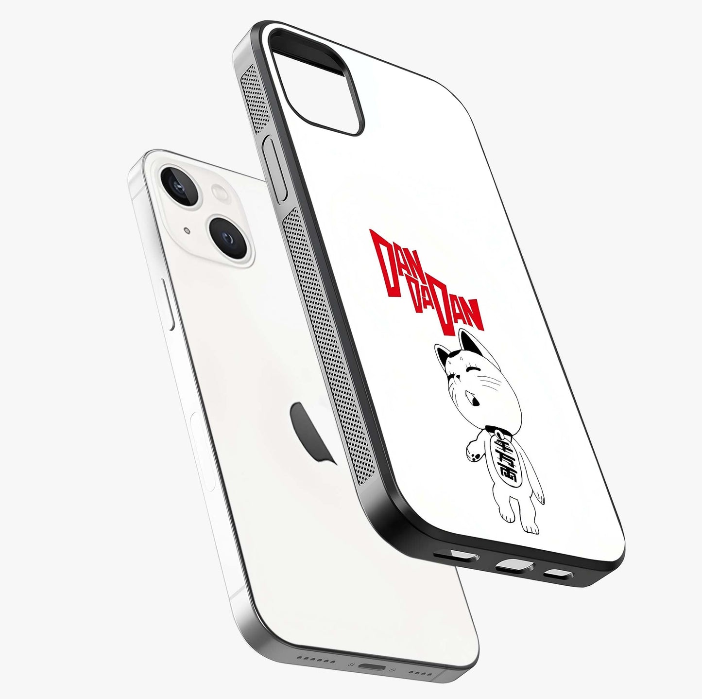 Playful Spirit Charm Glass Case laid diagonally highlighting side profile, edges and glossy glass shine.
