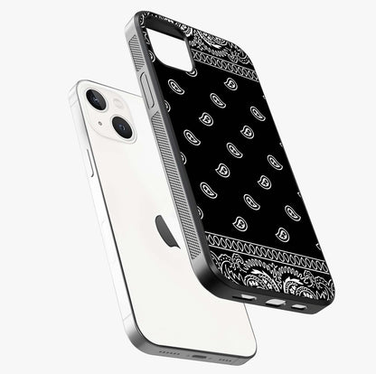 Retro Rebel Threads Glass Case laid diagonally highlighting side profile, edges and glossy glass shine.