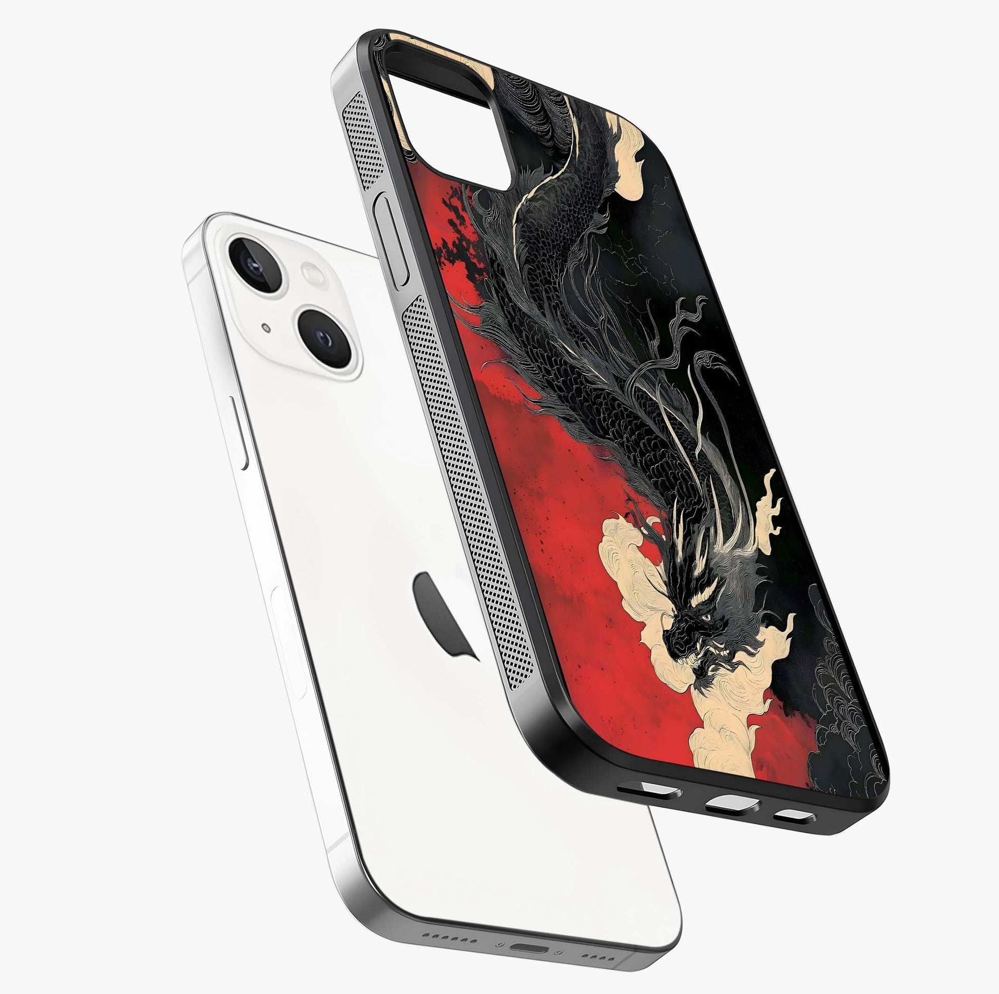 Shadow Dragon Fury Glass Case laid diagonally highlighting side profile, edges and glossy glass shine.