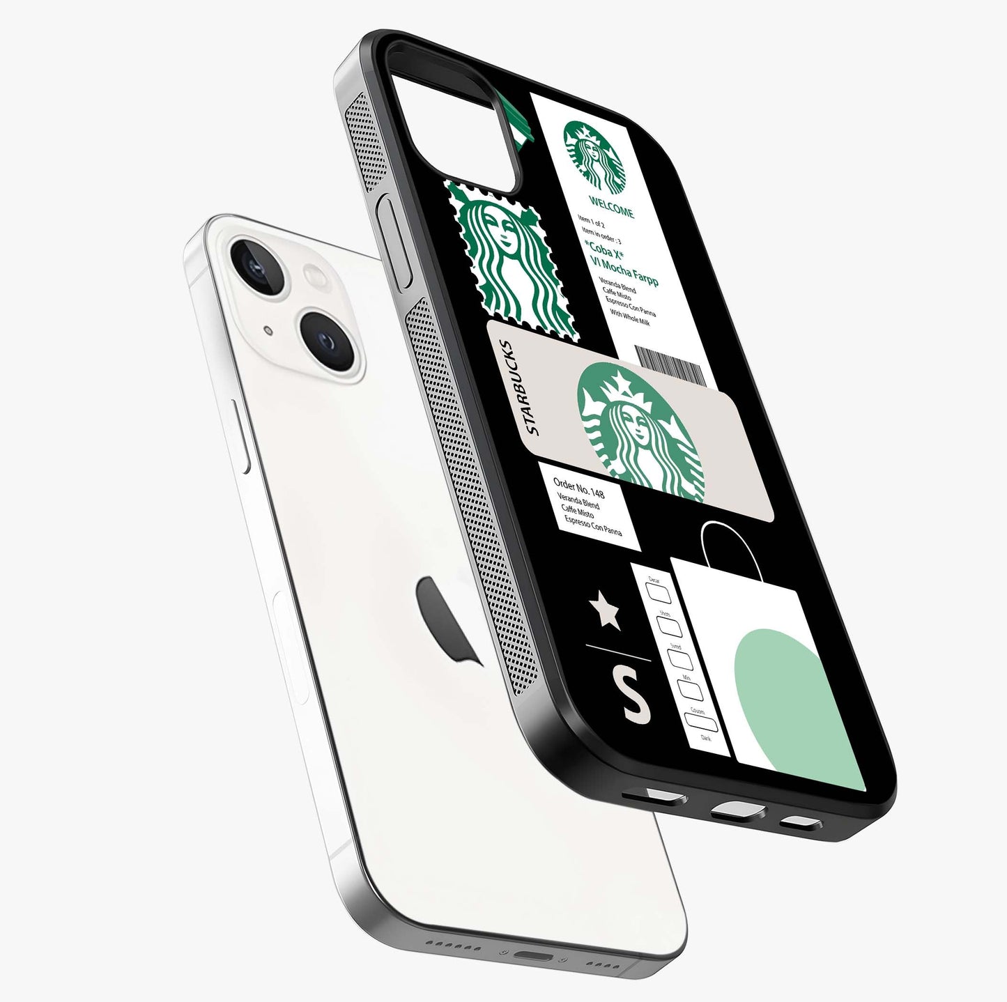 Starbucks Mocha Glass Case laid diagonally highlighting side profile, edges and glossy glass shine.