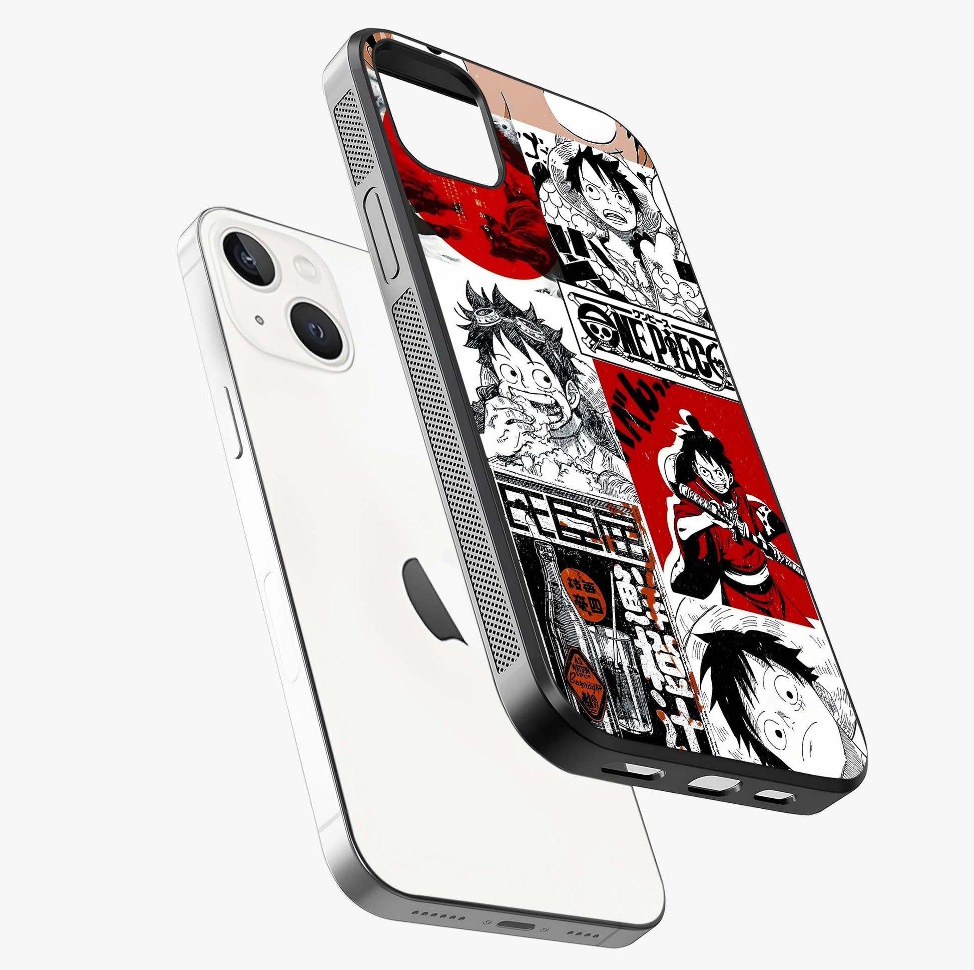 Strawhat Chaos Panels Glass Case laid diagonally highlighting side profile, edges and glossy glass shine.