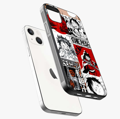Strawhat Chaos Panels Glass Case laid diagonally highlighting side profile, edges and glossy glass shine.