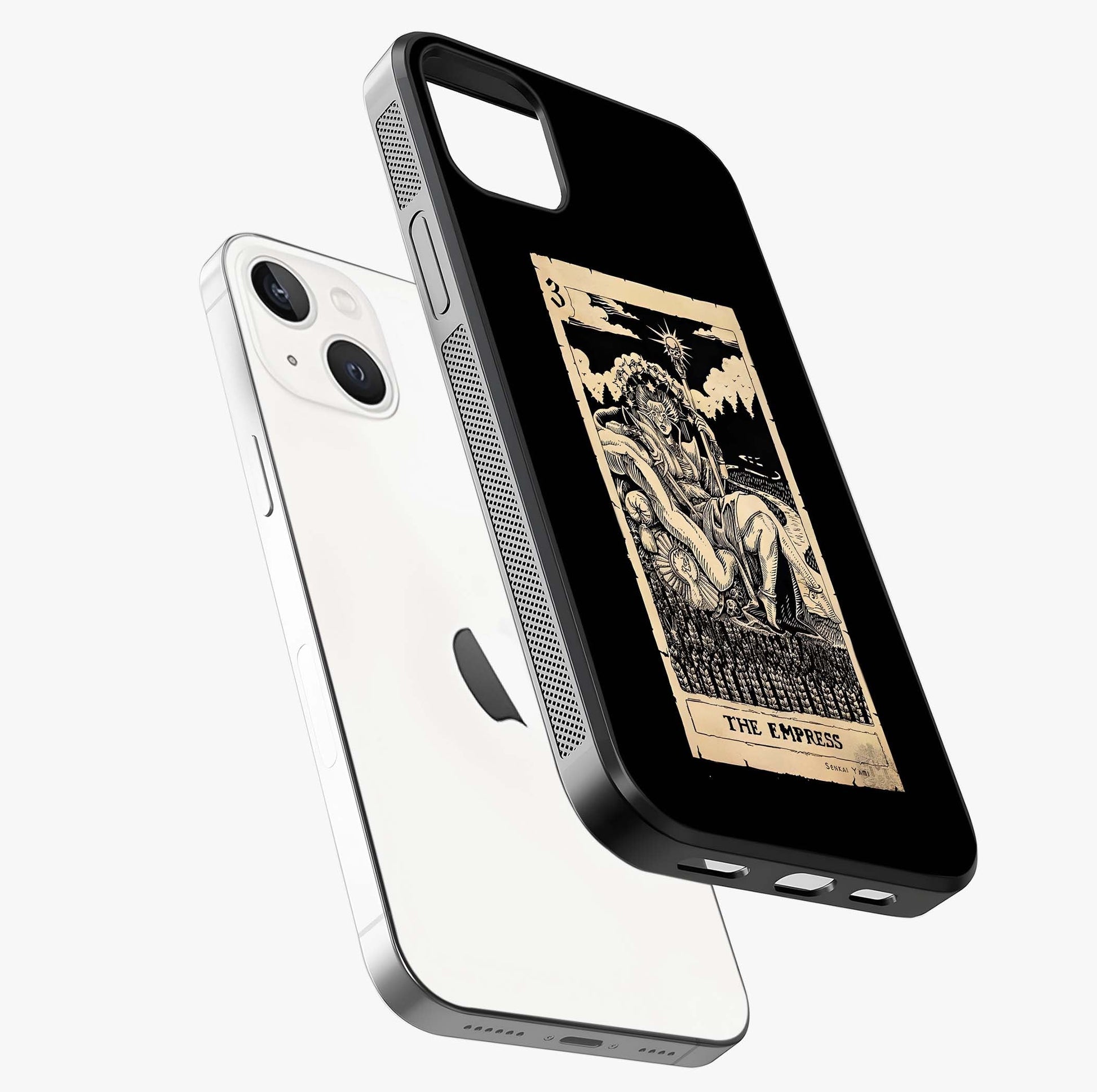 The Empress Glass Case laid diagonally highlighting side profile, edges and glossy glass shine.
