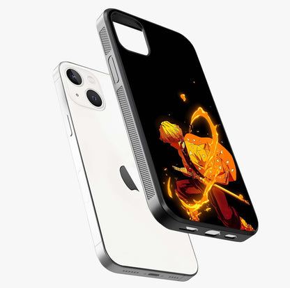 Thunder Flame Execution Glass Case laid diagonally highlighting side profile, edges and glossy glass shine.