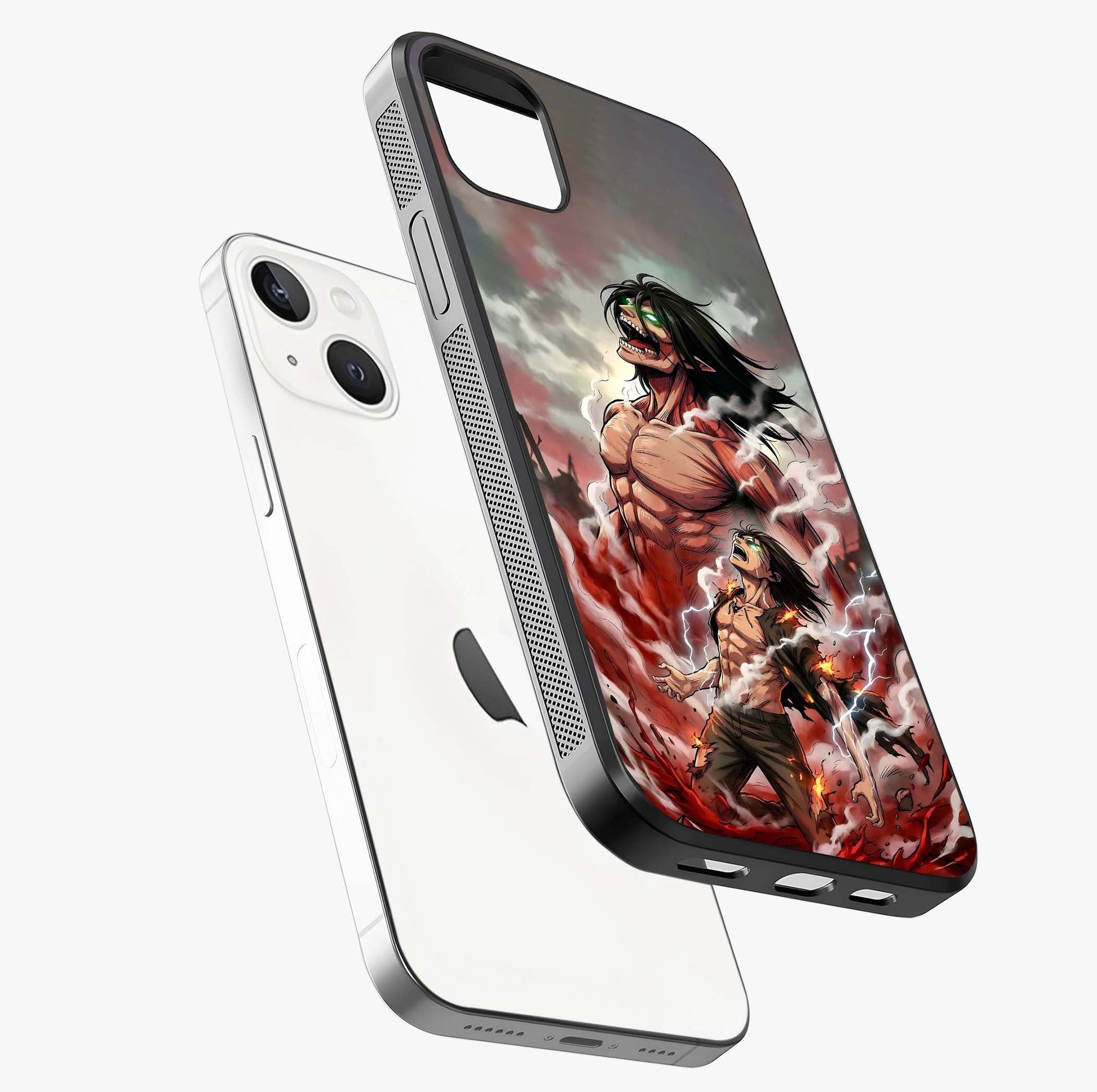 Titan Awakening Fury Glass Case laid diagonally highlighting side profile, edges and glossy glass shine.
