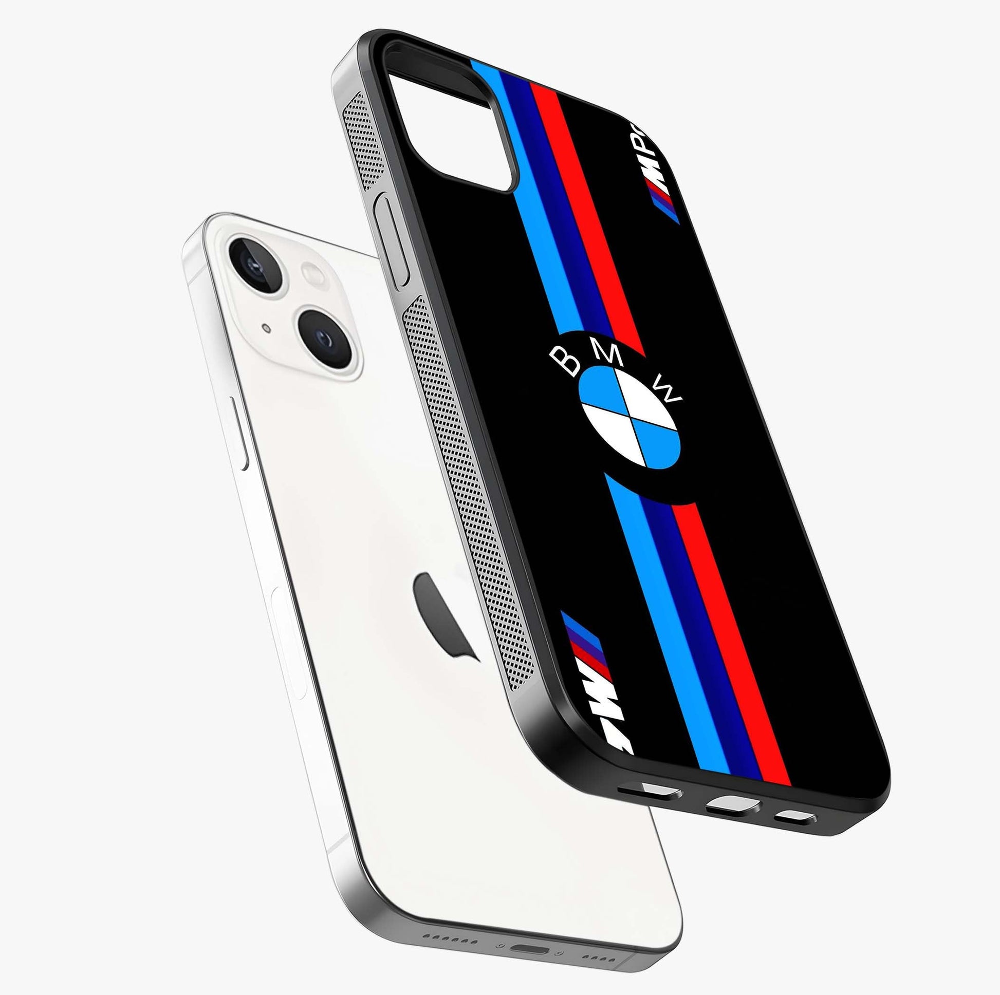 Turbo Bmw Beast Glass Case laid diagonally highlighting side profile, edges and glossy glass shine.