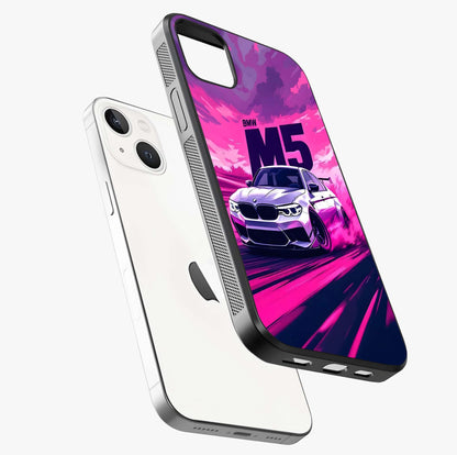 Velocity Drift Pulse Glass Case laid diagonally highlighting side profile, edges and glossy glass shine.