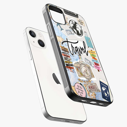 Wanderlust Journal Glass Case laid diagonally highlighting side profile, edges and glossy glass shine.