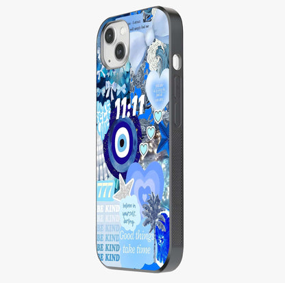 Aesthetic Be Kind Eye Glass Case photographed in natural light showing reflective finish and design depth.