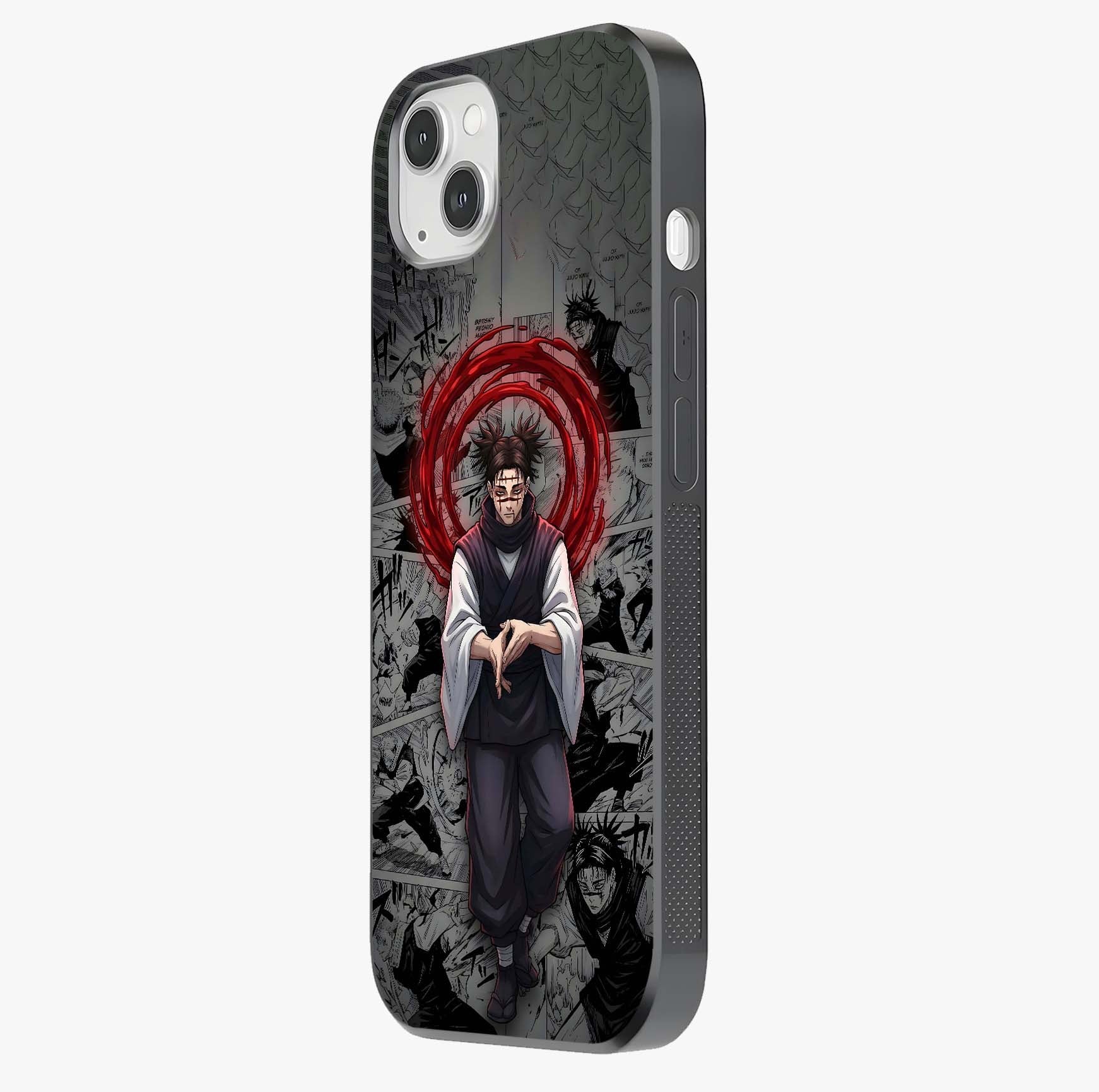 Cursed Ritual Ascension Glass Case photographed in natural light showing reflective finish and design depth.