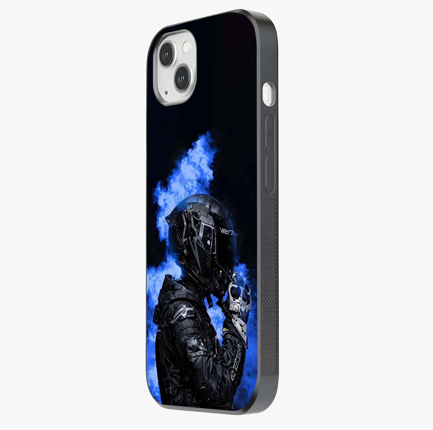 Cyber Sentinel Protocol Glass Case photographed in natural light showing reflective finish and design depth.