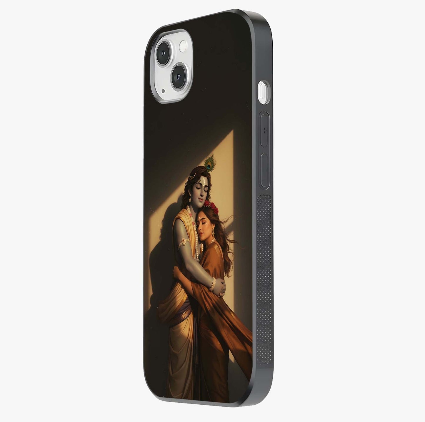 Divine Eternal Love Glass Case photographed in natural light showing reflective finish and design depth.