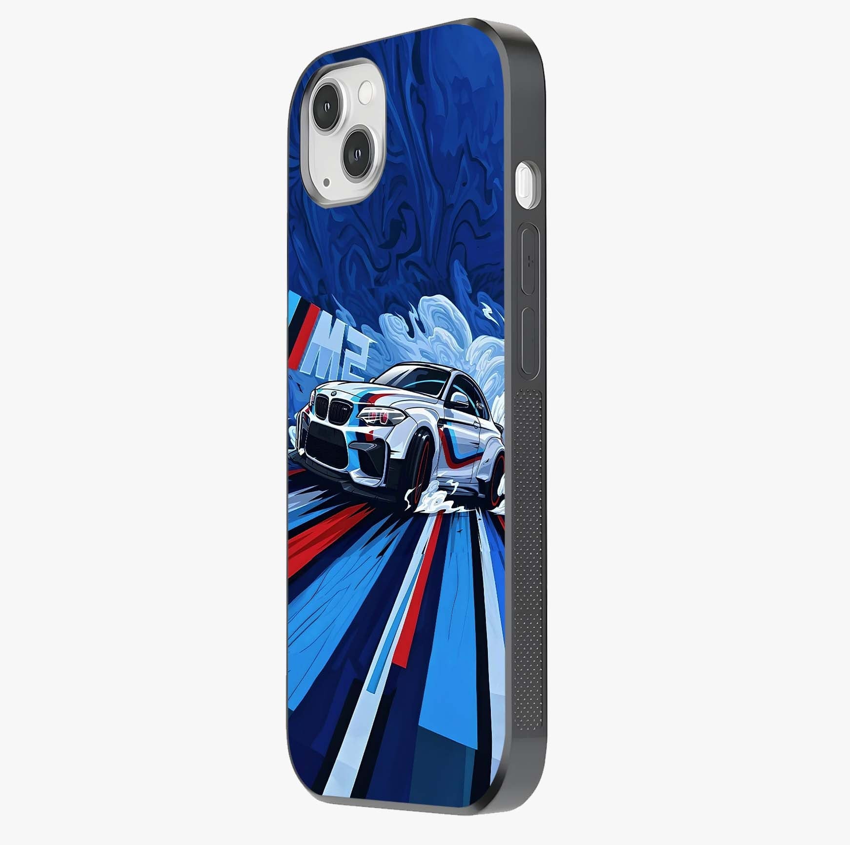 Drift Power Rush Glass Case photographed in natural light showing reflective finish and design depth.