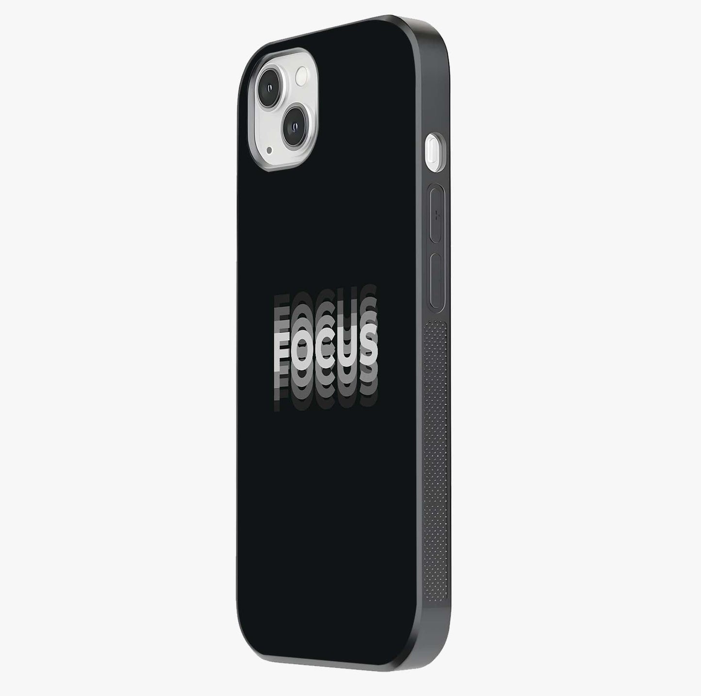 Focus Mode On Glass Case photographed in natural light showing reflective finish and design depth.