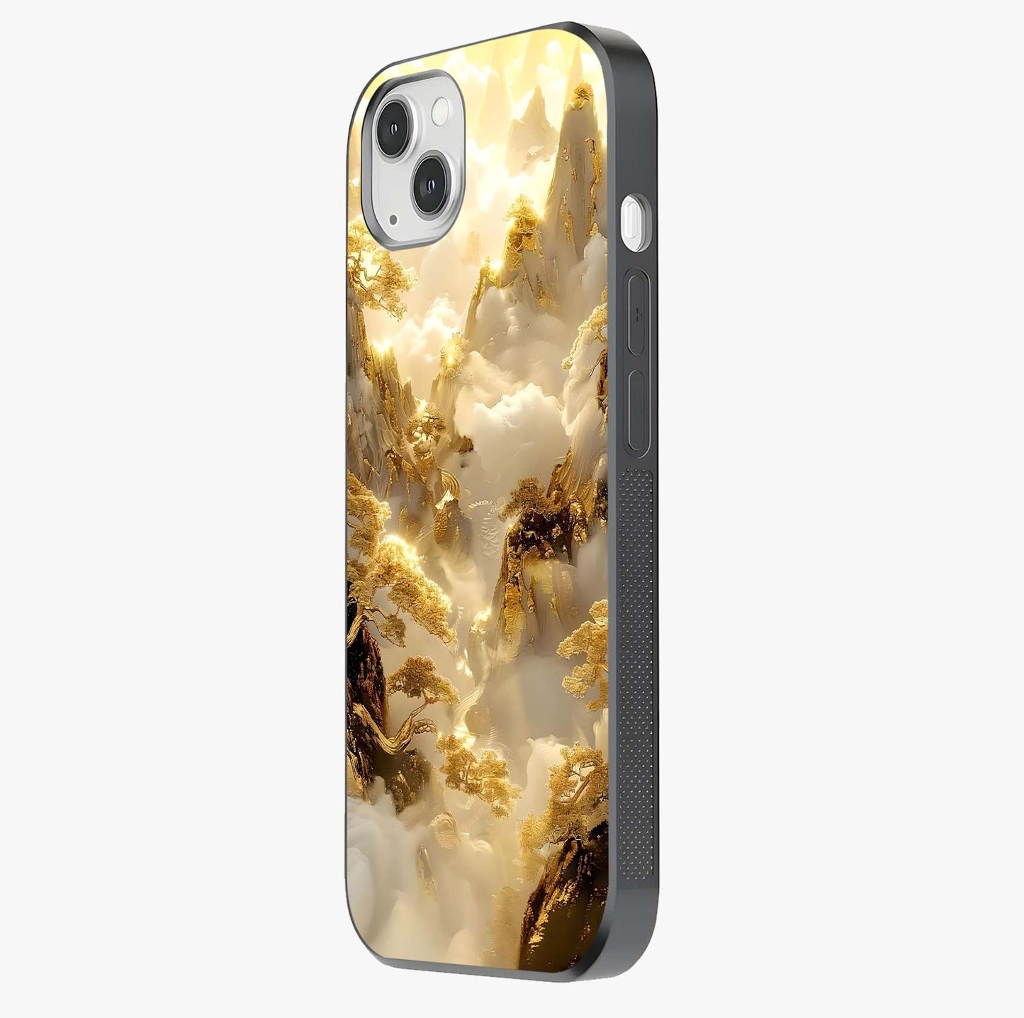 Gates Of Illumination Glass Case photographed in natural light showing reflective finish and design depth.