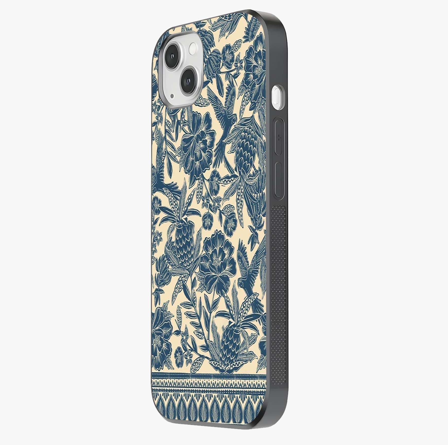 Heirloom Wild Bloom Glass Case photographed in natural light showing reflective finish and design depth.