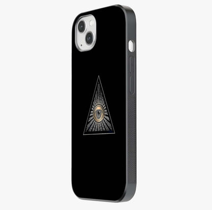Illuminati Evil Glass Case photographed in natural light showing reflective finish and design depth.