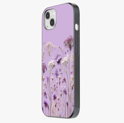 Lavender Blossom Dream Glass Case photographed in natural light showing reflective finish and design depth.