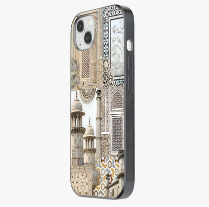 Mughal Marble Legacy Glass Case photographed in natural light showing reflective finish and design depth.