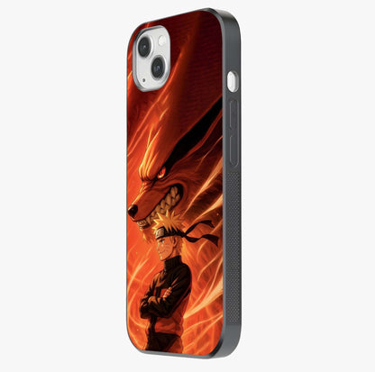 Nine Tails Legacy Glass Case photographed in natural light showing reflective finish and design depth.