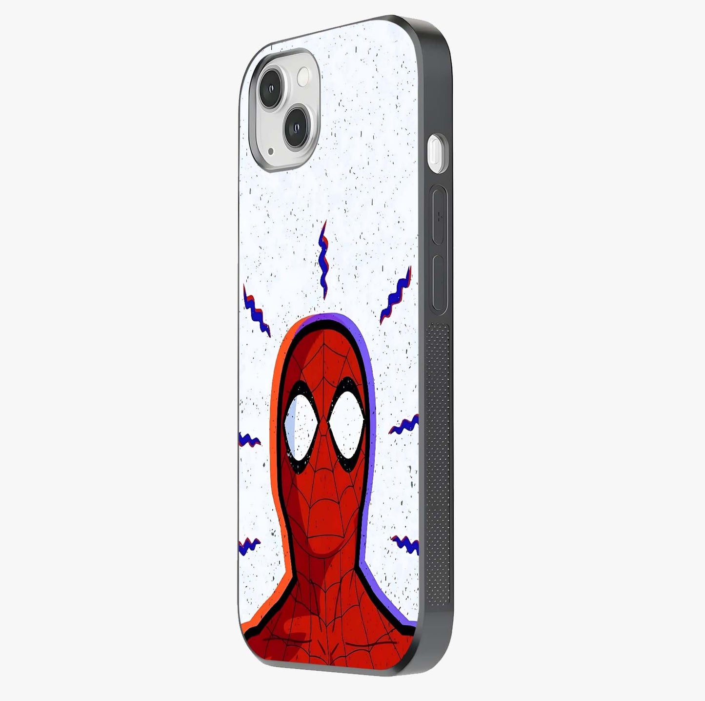 Omg Spiderman Glass Case photographed in natural light showing reflective finish and design depth.