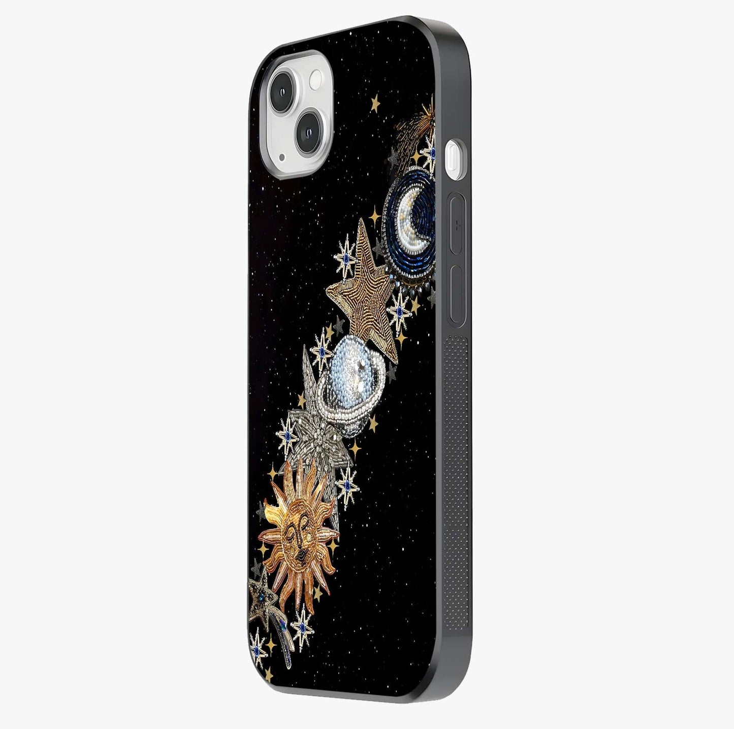Pearls Universe Object Glass Case photographed in natural light showing reflective finish and design depth.