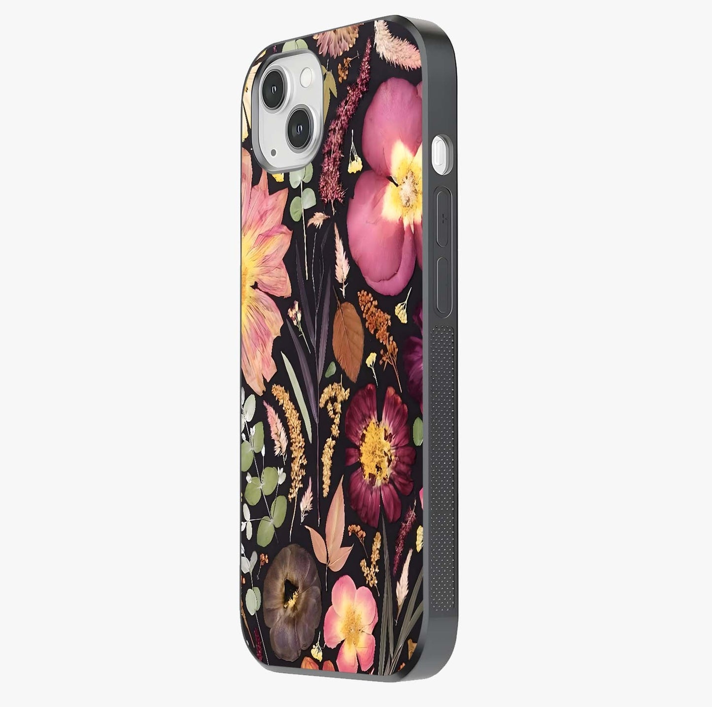 Petal Dream Tapestry Glass Case photographed in natural light showing reflective finish and design depth.