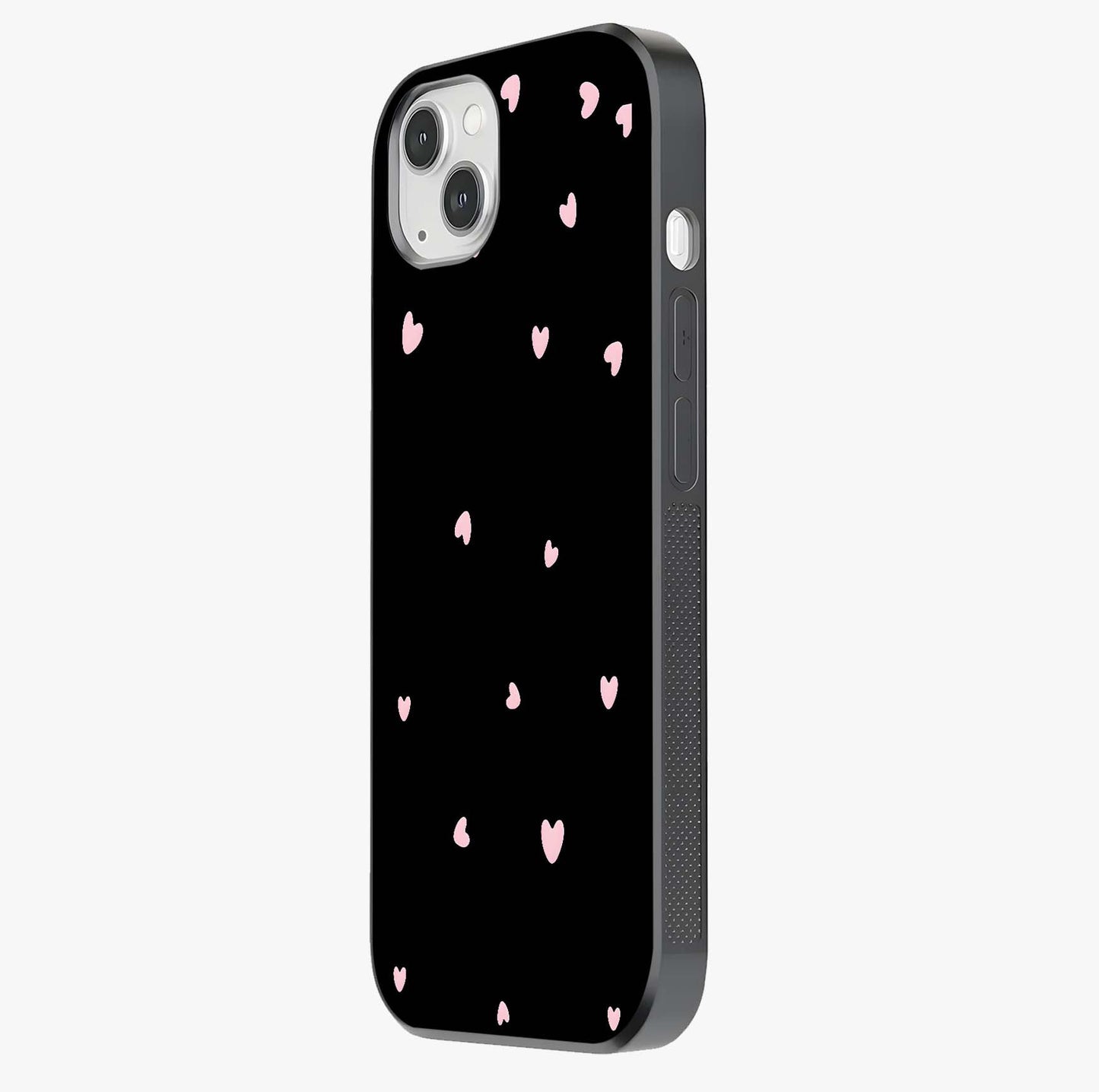 Pink Love Drops Glass Case photographed in natural light showing reflective finish and design depth.